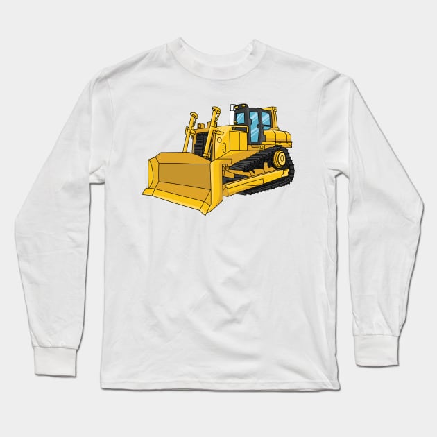 Bulldozer cartoon illustration Long Sleeve T-Shirt by Cartoons of fun